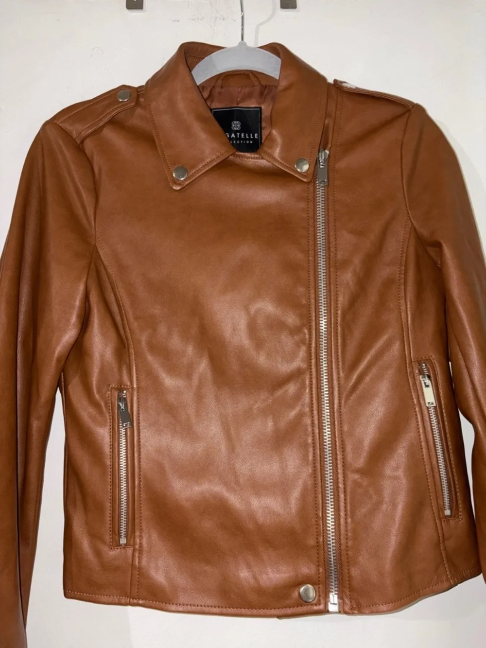 Bagatelle Faux Leather Zip Jacket - Brown - Picture 3 of 9